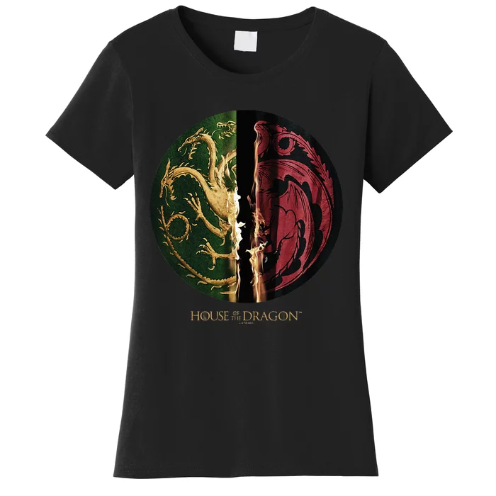 H.O.U.S.E Of The Dragon Green Vs Black H.O.U.S.E Targaryen Emblem Women's T-Shirt