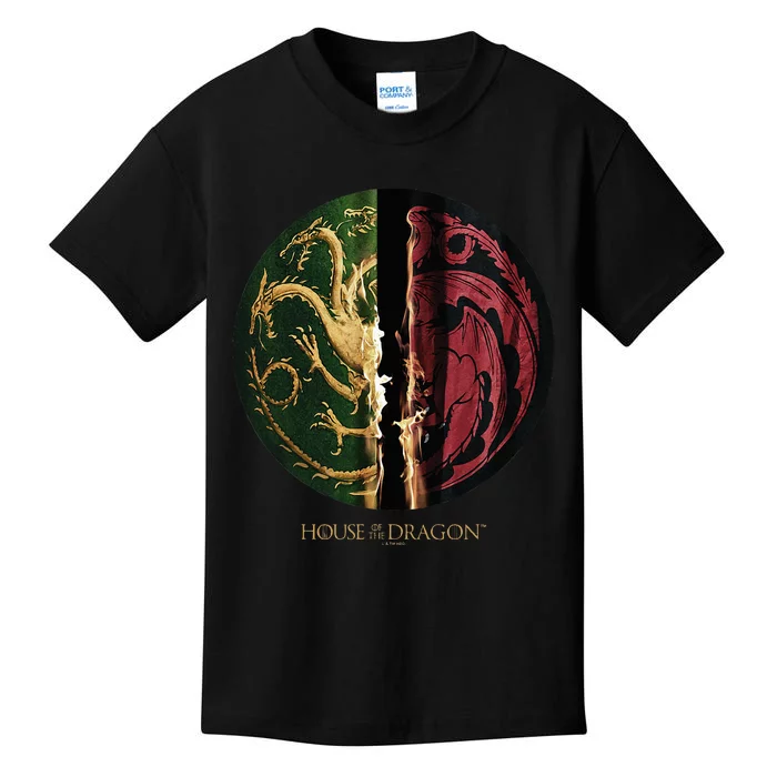 H.O.U.S.E Of The Dragon Green Vs Black H.O.U.S.E Targaryen Emblem Kids T-Shirt