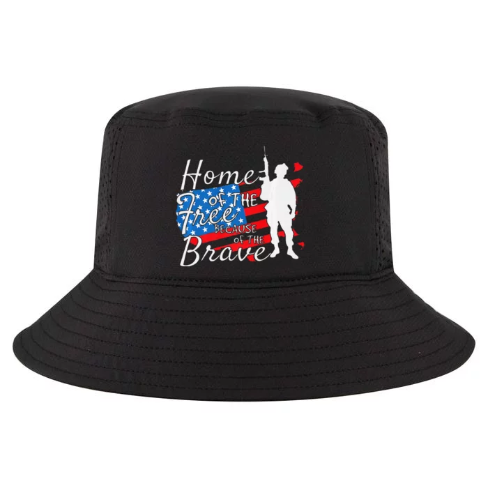 Home Of The Free Because Of The Brave July 4th Cool Comfort Performance Bucket Hat