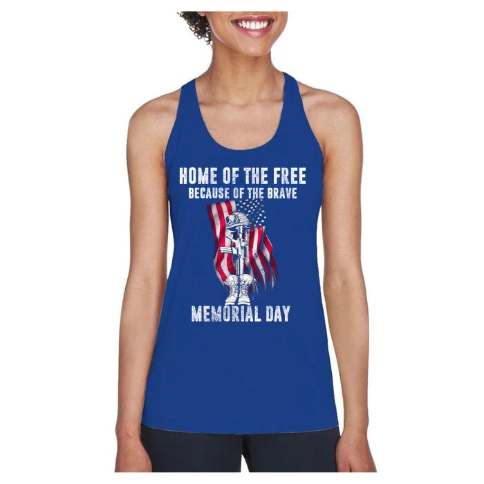 Home Of The Free Because Of The Brave Memorial Day Gift Women's Racerback Tank