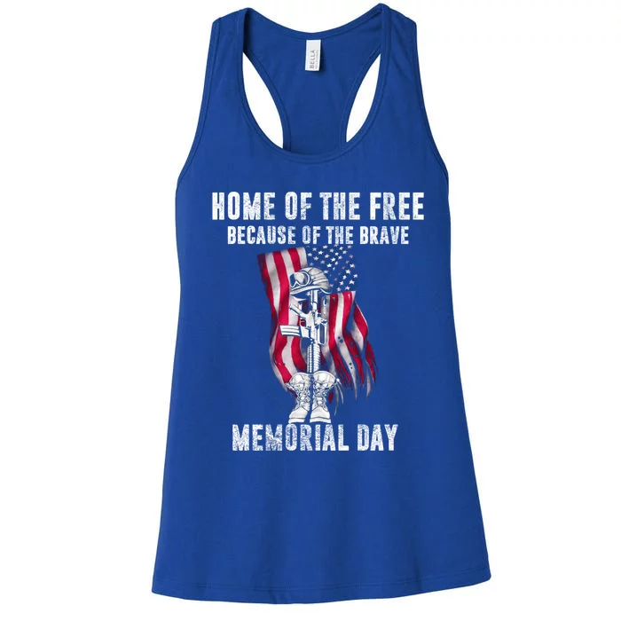 Home Of The Free Because Of The Brave Memorial Day Gift Women's Racerback Tank