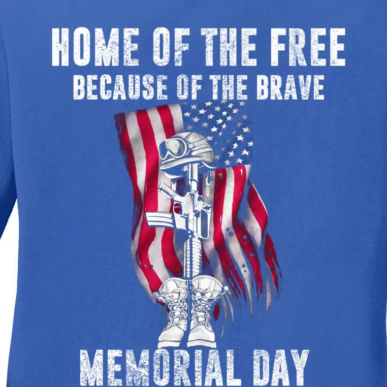 Home Of The Free Because Of The Brave Memorial Day Gift Ladies Long Sleeve Shirt