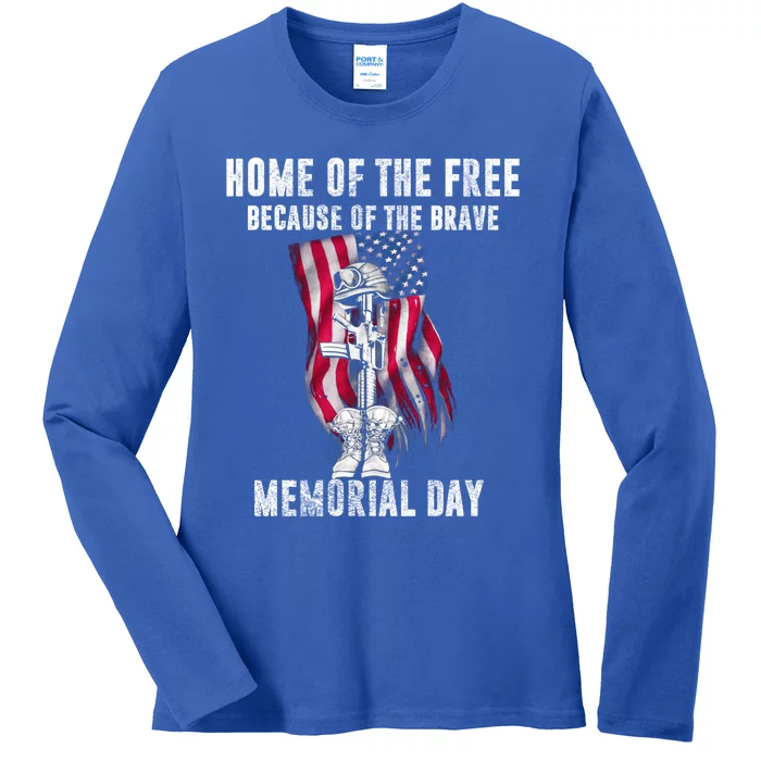 Home Of The Free Because Of The Brave Memorial Day Gift Ladies Long Sleeve Shirt