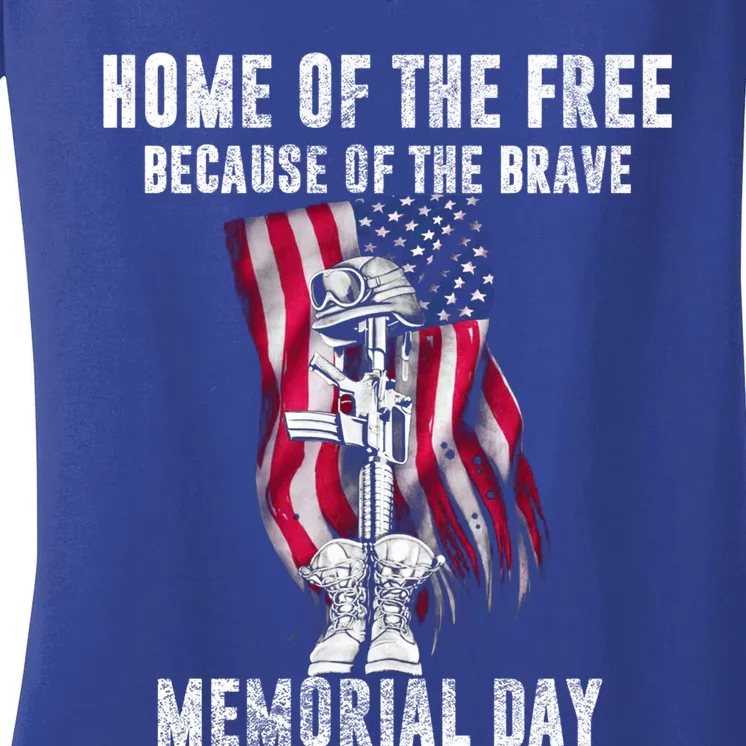 Home Of The Free Because Of The Brave Memorial Day Gift Women's V-Neck T-Shirt