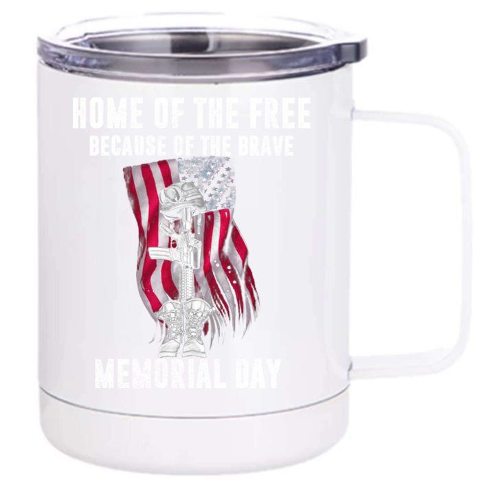 Home Of The Free Because Of The Brave Memorial Day Gift Front & Back 12oz Stainless Steel Tumbler Cup