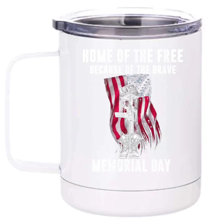 Home Of The Free Because Of The Brave Memorial Day Gift Front & Back 12oz Stainless Steel Tumbler Cup