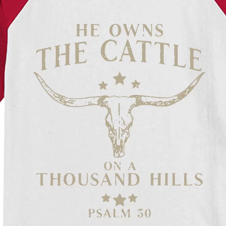 He Owns The Cattle On A Thousand Hills Psalm 50 Kids Colorblock Raglan Jersey