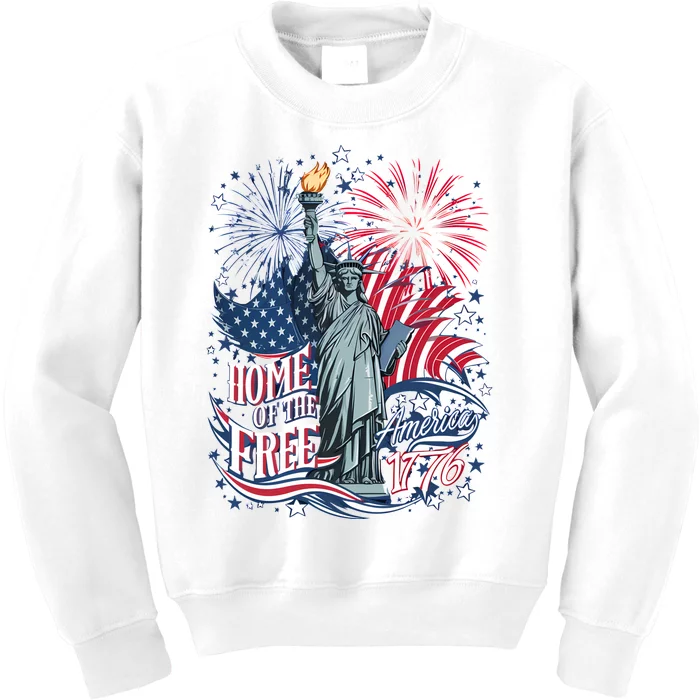 Home Of The Free America 1776 4th Of July Kids Sweatshirt