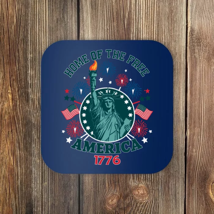 Home Of The Free The Statue Of Liberty 4th Of July Coaster