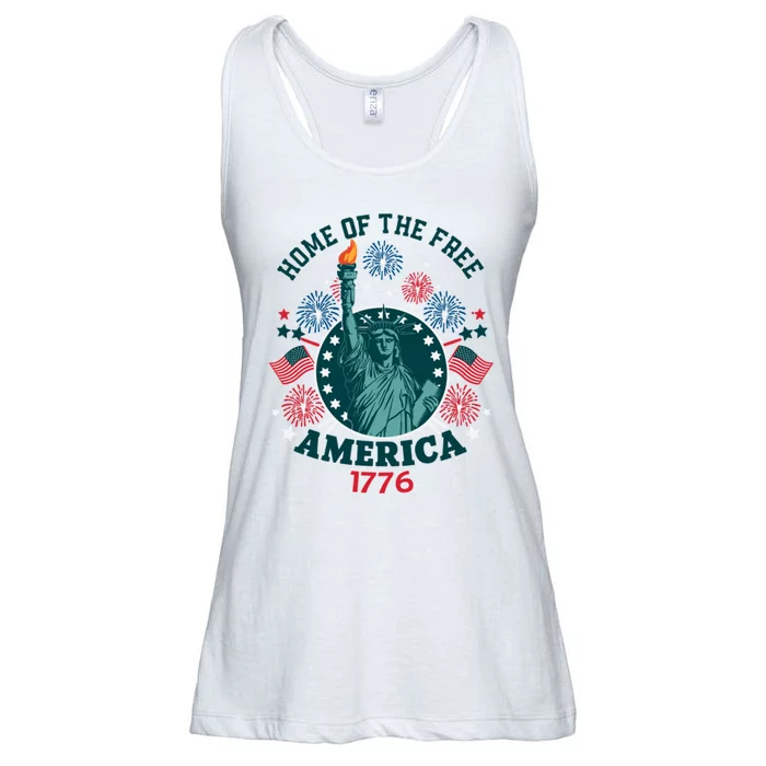 Home Of The Free The Statue Of Liberty 4th Of July Ladies Essential Flowy Tank