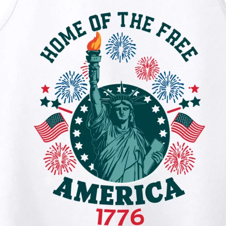 Home Of The Free The Statue Of Liberty 4th Of July Performance Tank