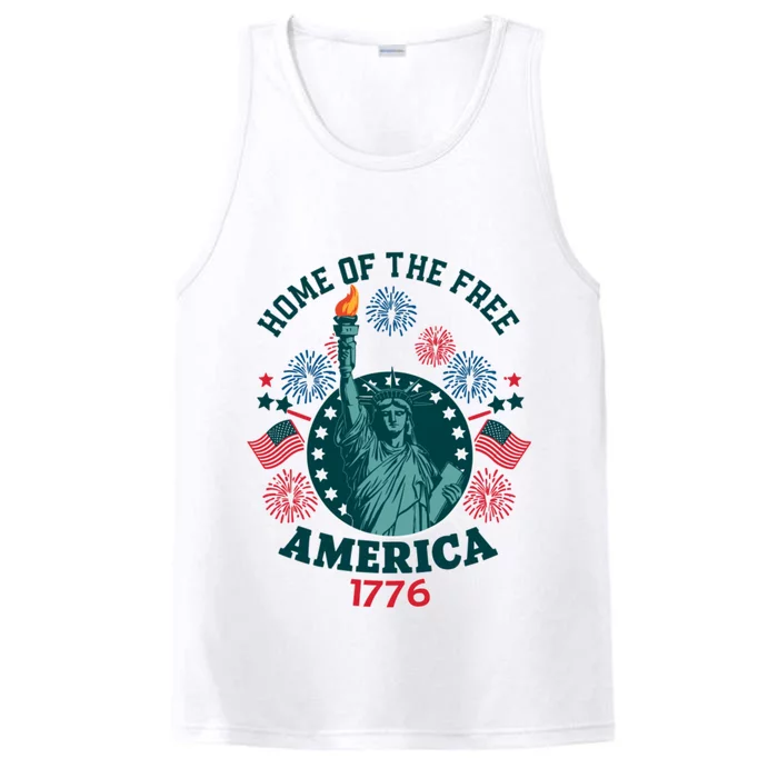 Home Of The Free The Statue Of Liberty 4th Of July Performance Tank