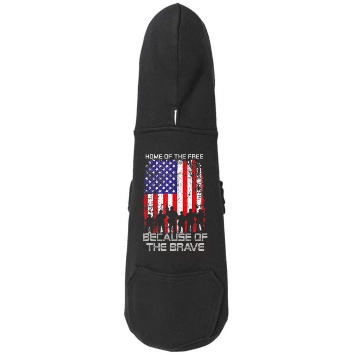 Home Of The Free Because Of The Brave Patriotic Veterans Doggie 3-End Fleece Hoodie