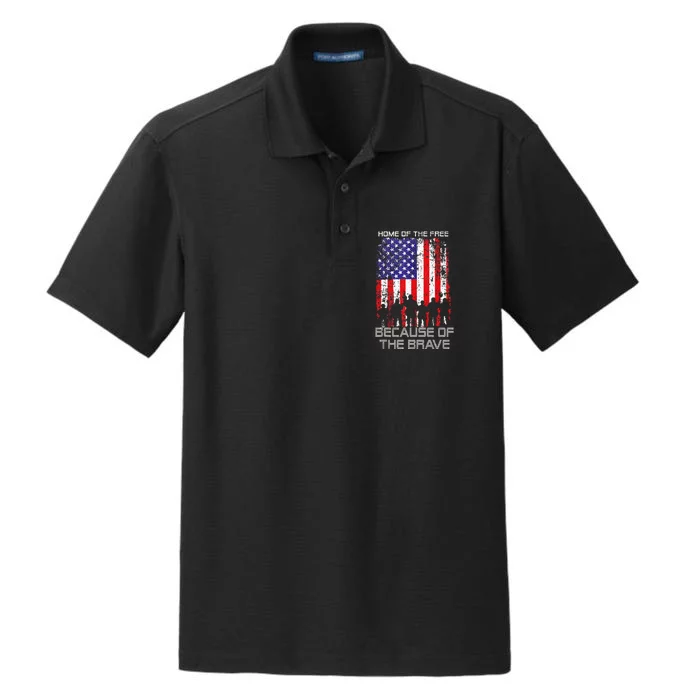 Home Of The Free Because Of The Brave Patriotic Veterans Dry Zone Grid Performance Polo