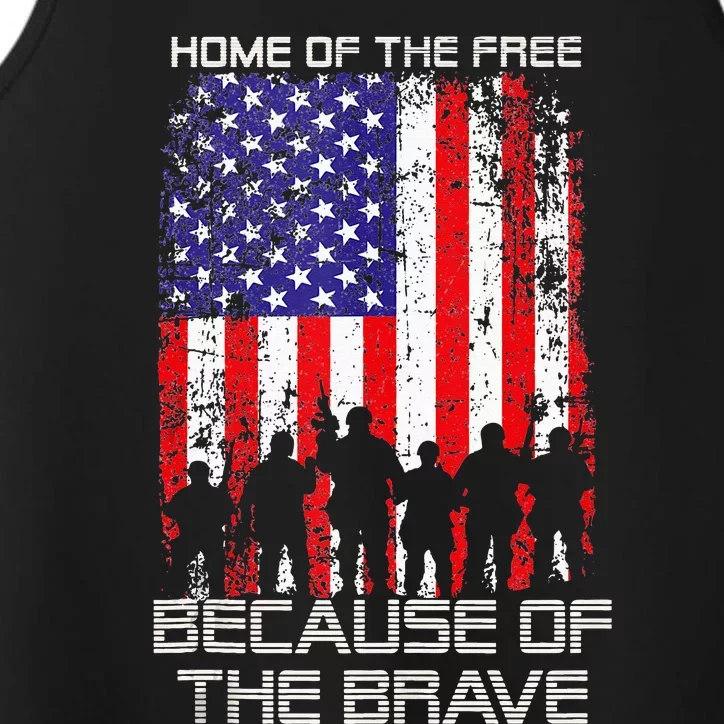 Home Of The Free Because Of The Brave Patriotic Veterans Performance Tank