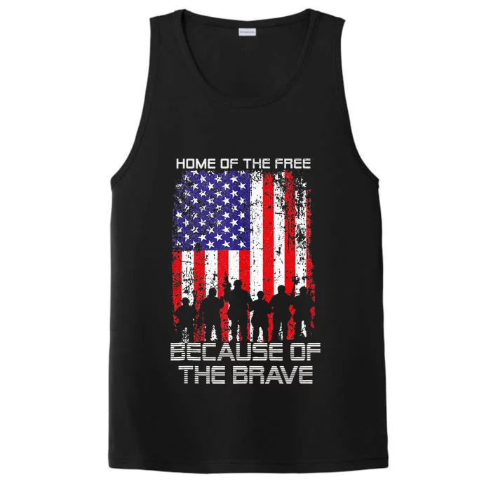 Home Of The Free Because Of The Brave Patriotic Veterans Performance Tank