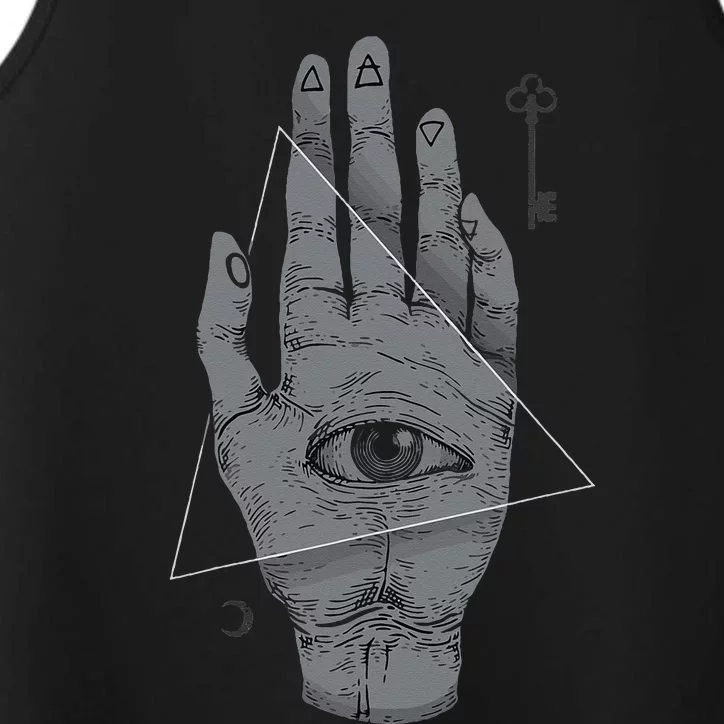 HAND OF THE MYSTERIES Alchemy Symbol Occult Sacred Geometry Performance Tank