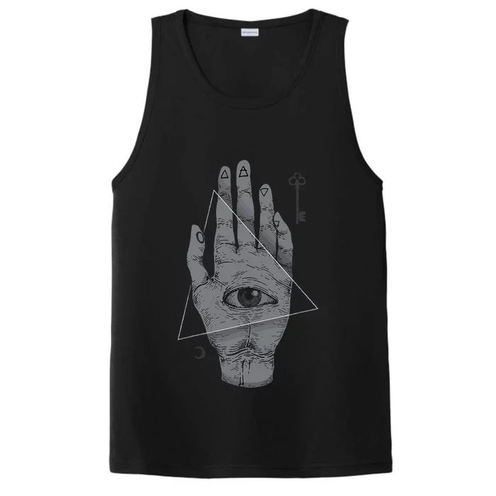 HAND OF THE MYSTERIES Alchemy Symbol Occult Sacred Geometry Performance Tank