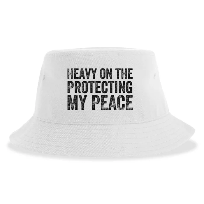 Heavy On the Protecting My Peace Funny Saying Sustainable Bucket Hat