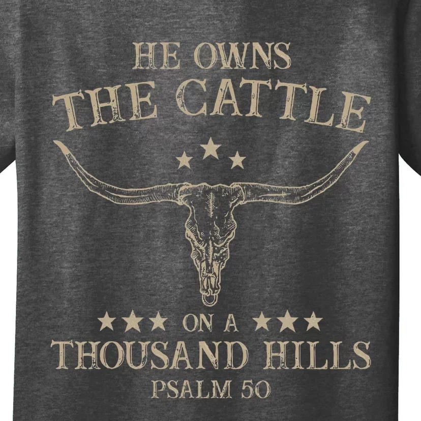 He Owns The Cattle On A Thousand Hills Psalm 50 Vintage Cow T-Shirt