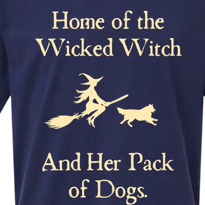 Home Of The Wicked Witch And Her Pack Of Dog Funny Halloween Gift Sueded Cloud Jersey T-Shirt