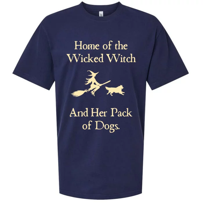 Home Of The Wicked Witch And Her Pack Of Dog Funny Halloween Gift Sueded Cloud Jersey T-Shirt