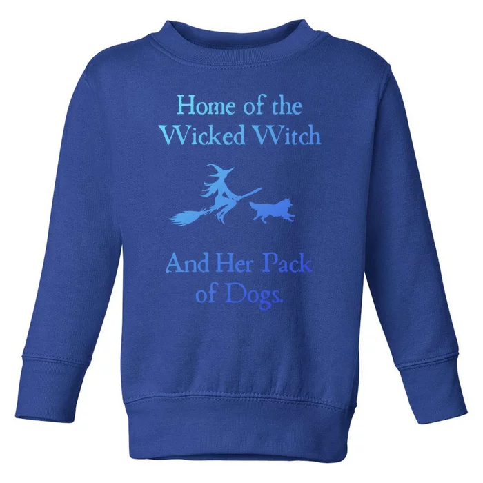 Home Of The Wicked Witch And Her Pack Of Dog Funny Halloween Meaningful Gift Toddler Sweatshirt