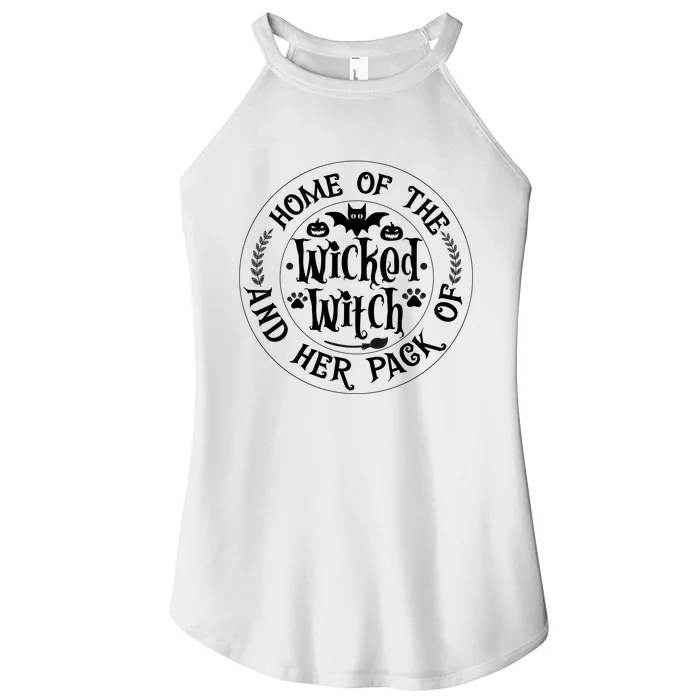 Home Of The Wicked Witch And Her Pack Of Dog Funny Halloween Women’s Perfect Tri Rocker Tank