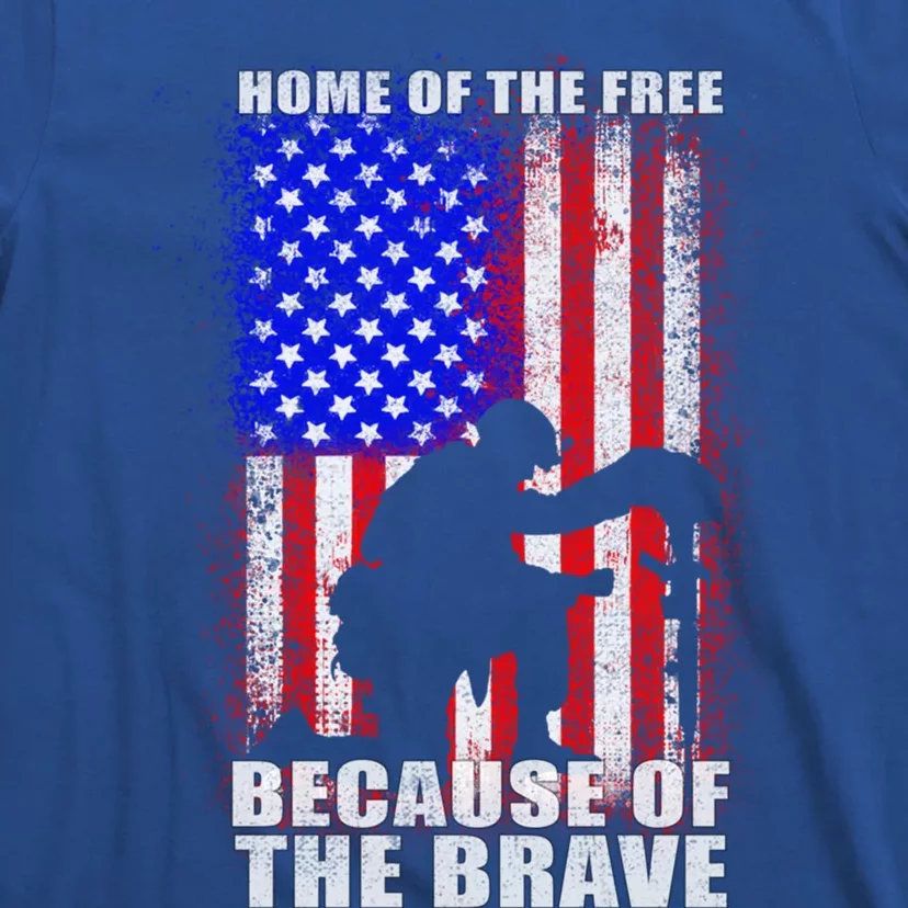 Home Of The Free Because Of The Brave Distress American Flag Gift T-Shirt