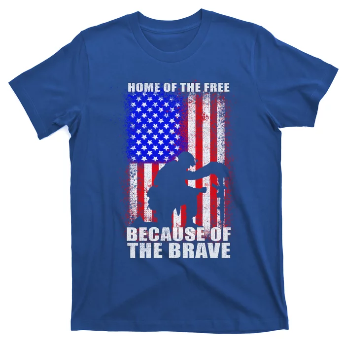 Home Of The Free Because Of The Brave Distress American Flag Gift T-Shirt