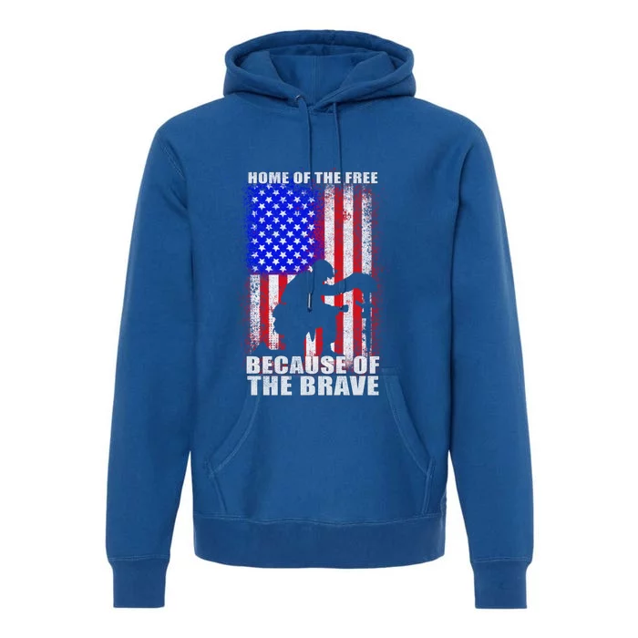 Home Of The Free Because Of The Brave Distress American Flag Gift Premium Hoodie