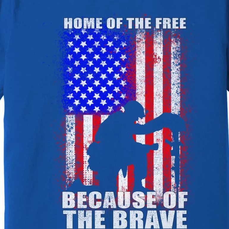 Home Of The Free Because Of The Brave Distress American Flag Gift Premium T-Shirt