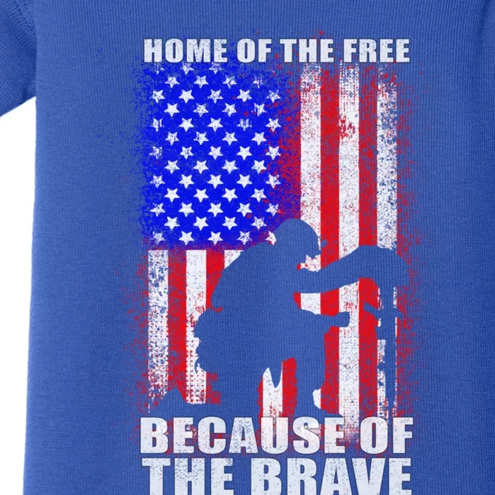 Home Of The Free Because Of The Brave Distress American Flag Gift Baby Bodysuit