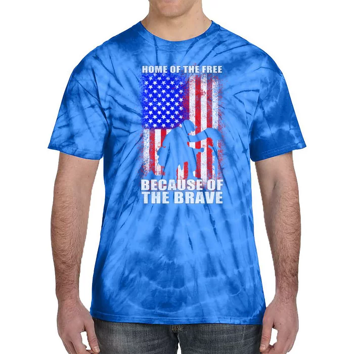 Home Of The Free Because Of The Brave Distress American Flag Gift Tie-Dye T-Shirt