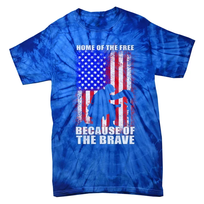 Home Of The Free Because Of The Brave Distress American Flag Gift Tie-Dye T-Shirt