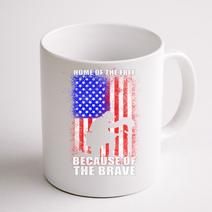 Home Of The Free Because Of The Brave Distress American Flag Gift Front & Back Coffee Mug