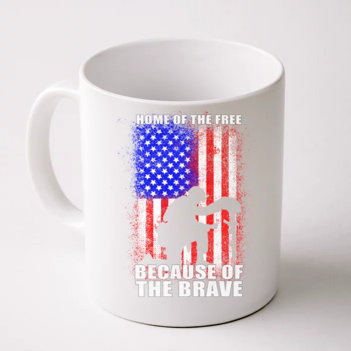 Home Of The Free Because Of The Brave Distress American Flag Gift Front & Back Coffee Mug