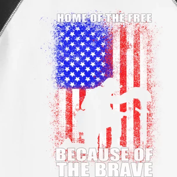 Home Of The Free Because Of The Brave Distress American Flag Gift Toddler Fine Jersey T-Shirt