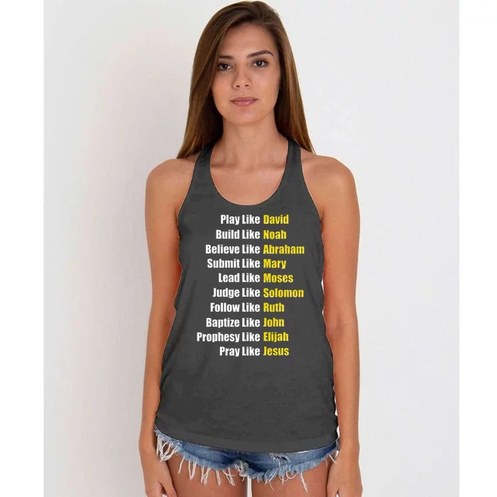 Heroes Of The Bible Faith Popular Biblical Characters Women's Knotted Racerback Tank