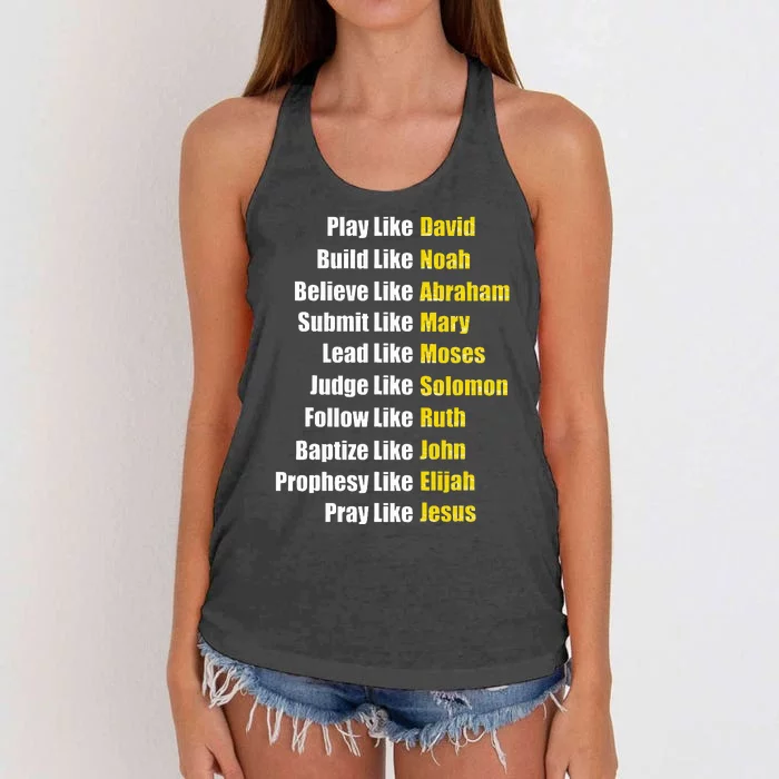 Heroes Of The Bible Faith Popular Biblical Characters Women's Knotted Racerback Tank