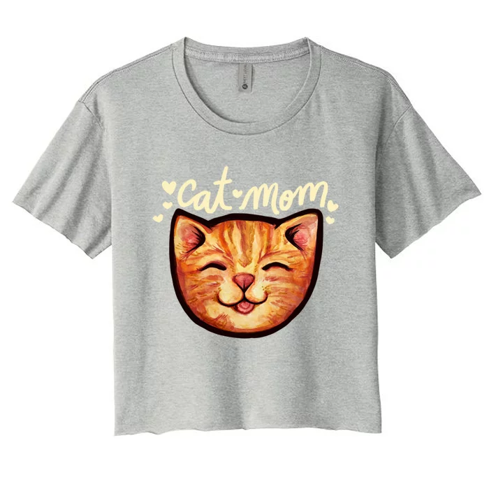 Happy Orange Tabby Cat Mom Gift Women's Crop Top Tee