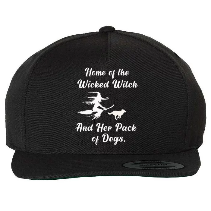 Home Of The Wicked Witch And Her Pack Of Dog Funny Halloween Wool Snapback Cap