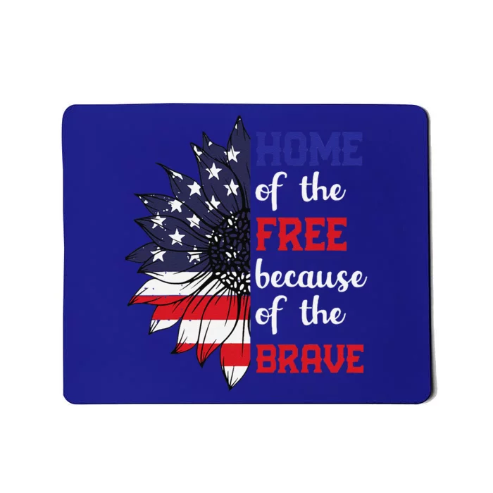 Home Of The Free Because Of The Brave Sunflower USA Flag Mousepad