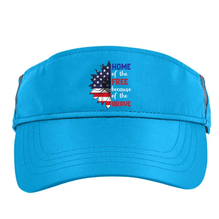 Home Of The Free Because Of The Brave Sunflower USA Flag Adult Drive Performance Visor