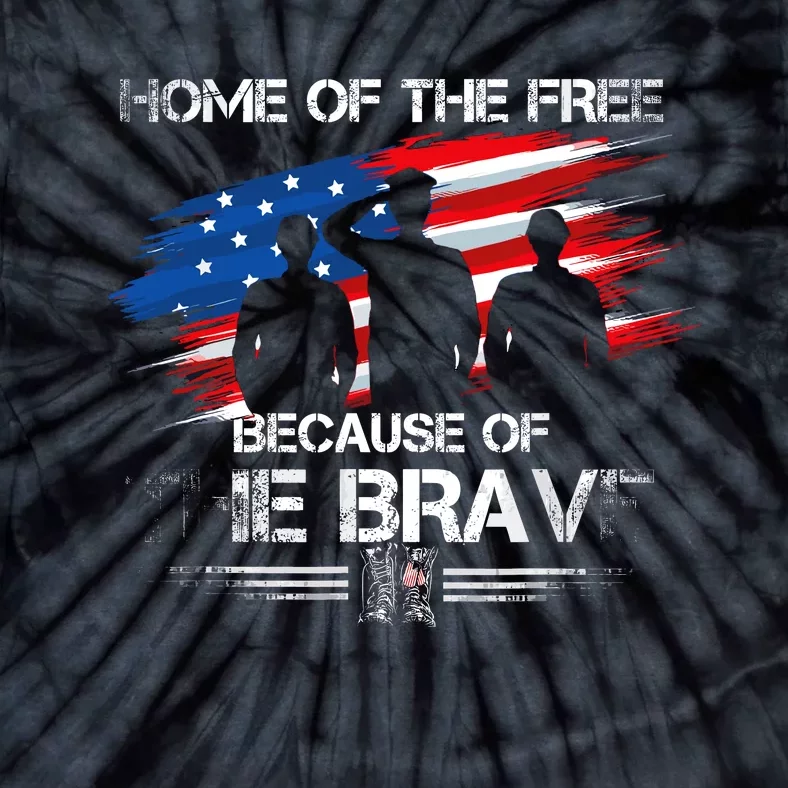 Home Of The Free Because Of The Brave Distress American Flag Tie-Dye T-Shirt