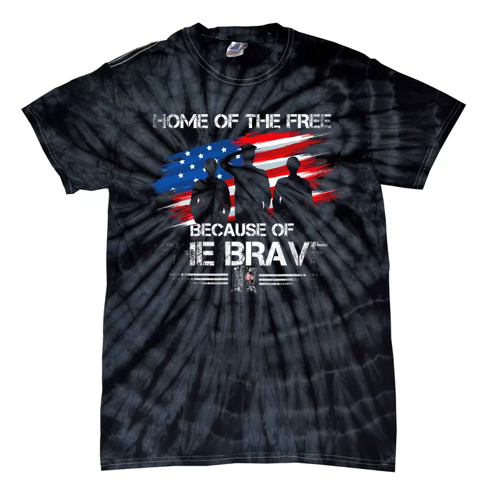 Home Of The Free Because Of The Brave Distress American Flag Tie-Dye T-Shirt