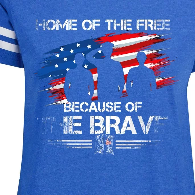 Home Of The Free Because Of The Brave Distress American Flag Enza Ladies Jersey Football T-Shirt