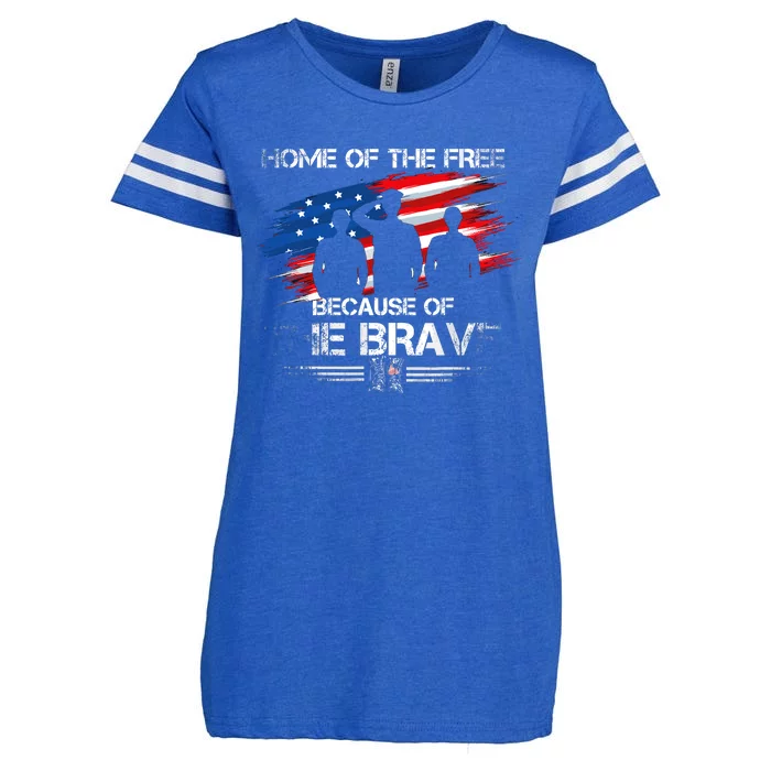 Home Of The Free Because Of The Brave Distress American Flag Enza Ladies Jersey Football T-Shirt