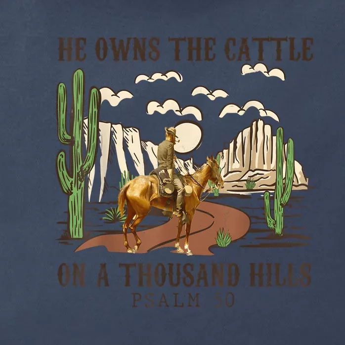 He Owns The Cattle On A Thousand Hills Psalm 50 Christian Zip Tote Bag