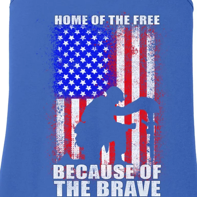 Home Of The Free Because Of The Brave Distress American Flag Cute Gift Ladies Essential Tank